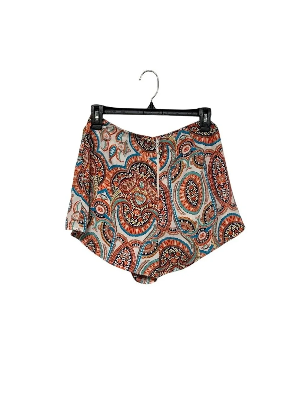 Show Me Your Mumu Women's Orange Paisley Boho High Waist Sawyer Shorts Size S